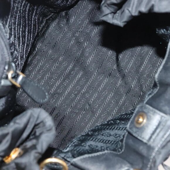 PRADA Hand Bag Nylon 2way Black Gold Auth BA3666 - Picture 10 of 16